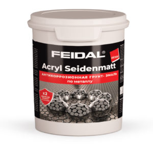 Грунт-эмаль по металлу Feidal Acryl Seidenmatt antikor. Цвет белый.